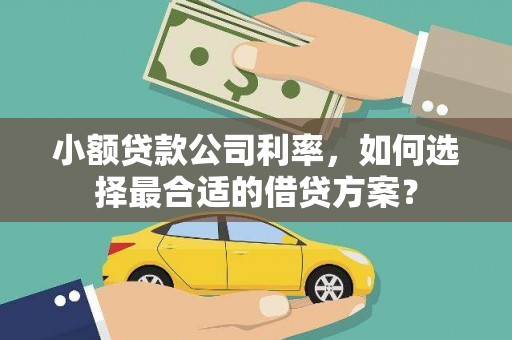 东风小额贷款公司利率，如何选择最合适的借贷方案？